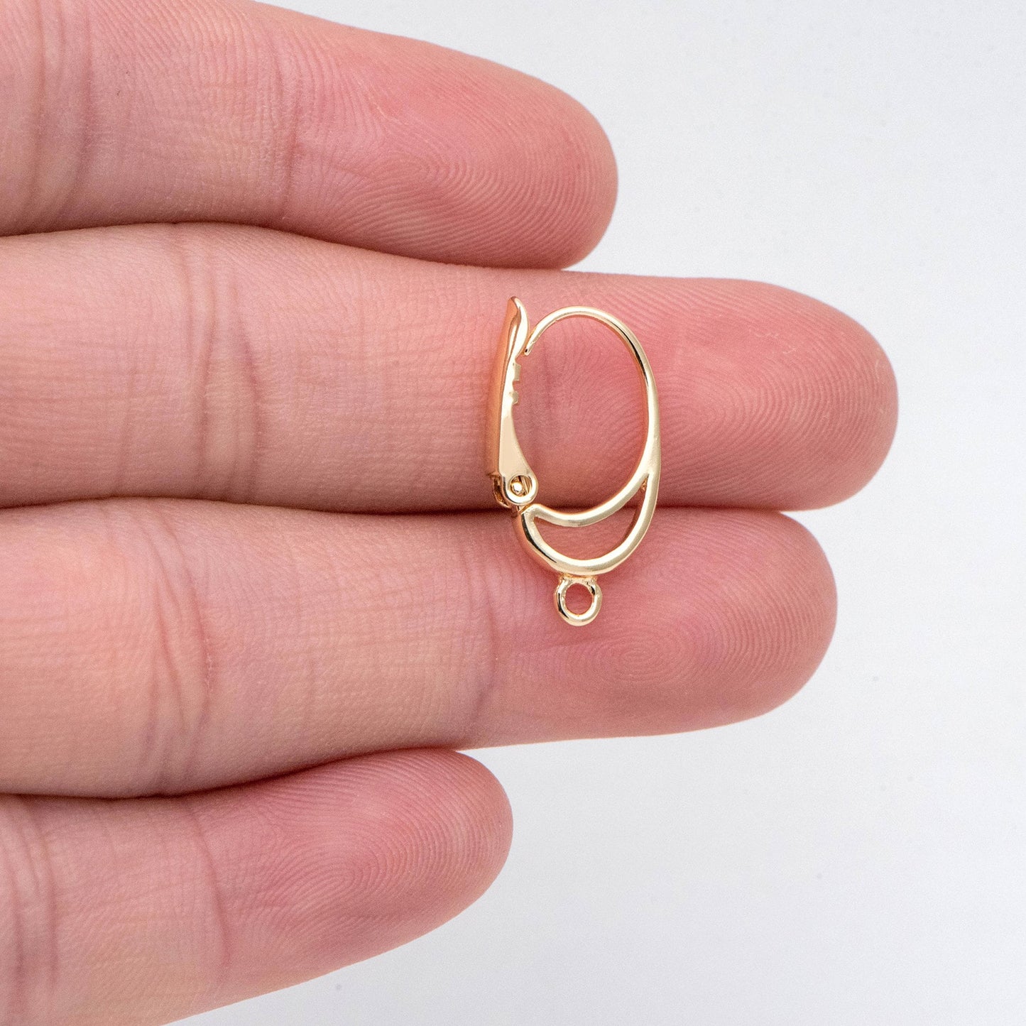 10pcs Gold Oval Leverback Earrings, Gold plated on Brass, Earring Hoop Components (GB-2761)