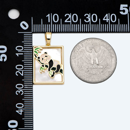 4pcs Shell pave Enamel Panda Charms, Animal Charm, Rectangle Pendant (GB-2764)