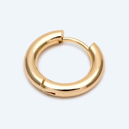 4pcs Gold/ Silver Chunky Hoop Huggies, 3mm Thick, 14/ 16/ 18/ 20/ 26mm, Stainless Steel Hoop Earrings, Minimalist Earrings (GB-2788)