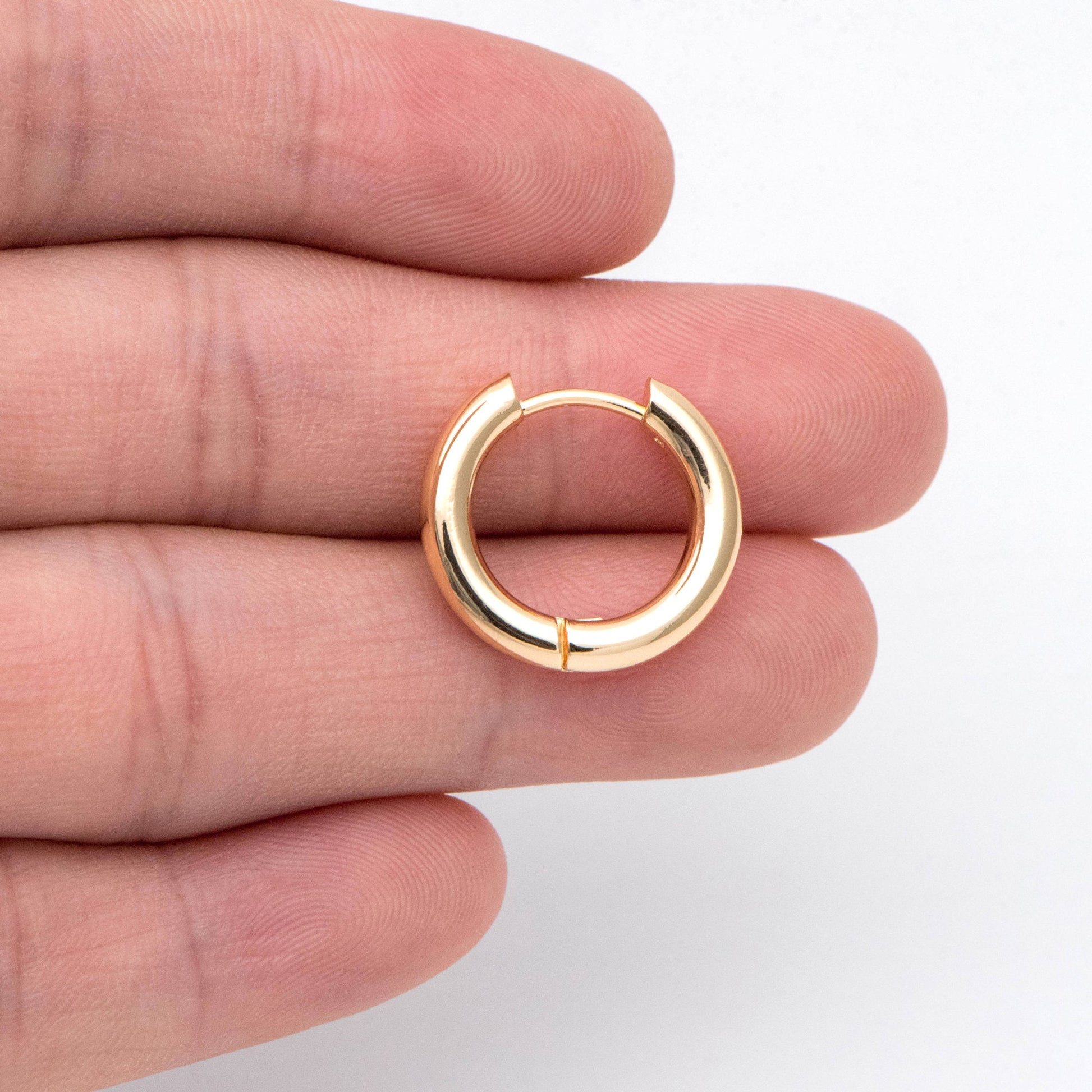 4pcs Gold/ Silver Chunky Hoop Huggies, 3mm Thick, 14/ 16/ 18/ 20/ 26mm, Stainless Steel Hoop Earrings, Minimalist Earrings (GB-2788)