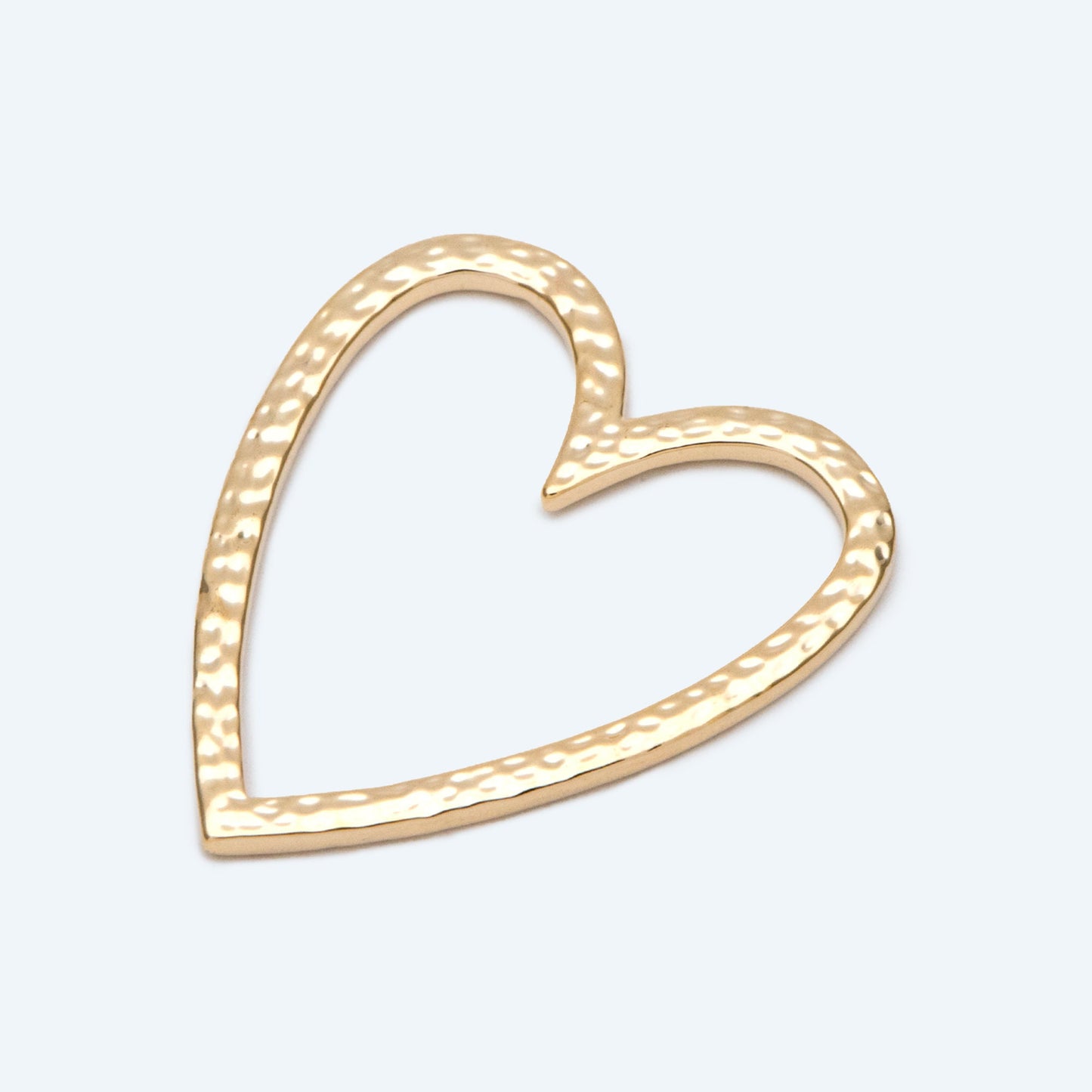 4pcs Gold Hammered Heart Link Connector Charms, 18K Gold plated Brass Heart Pendants (GB-1964-F)