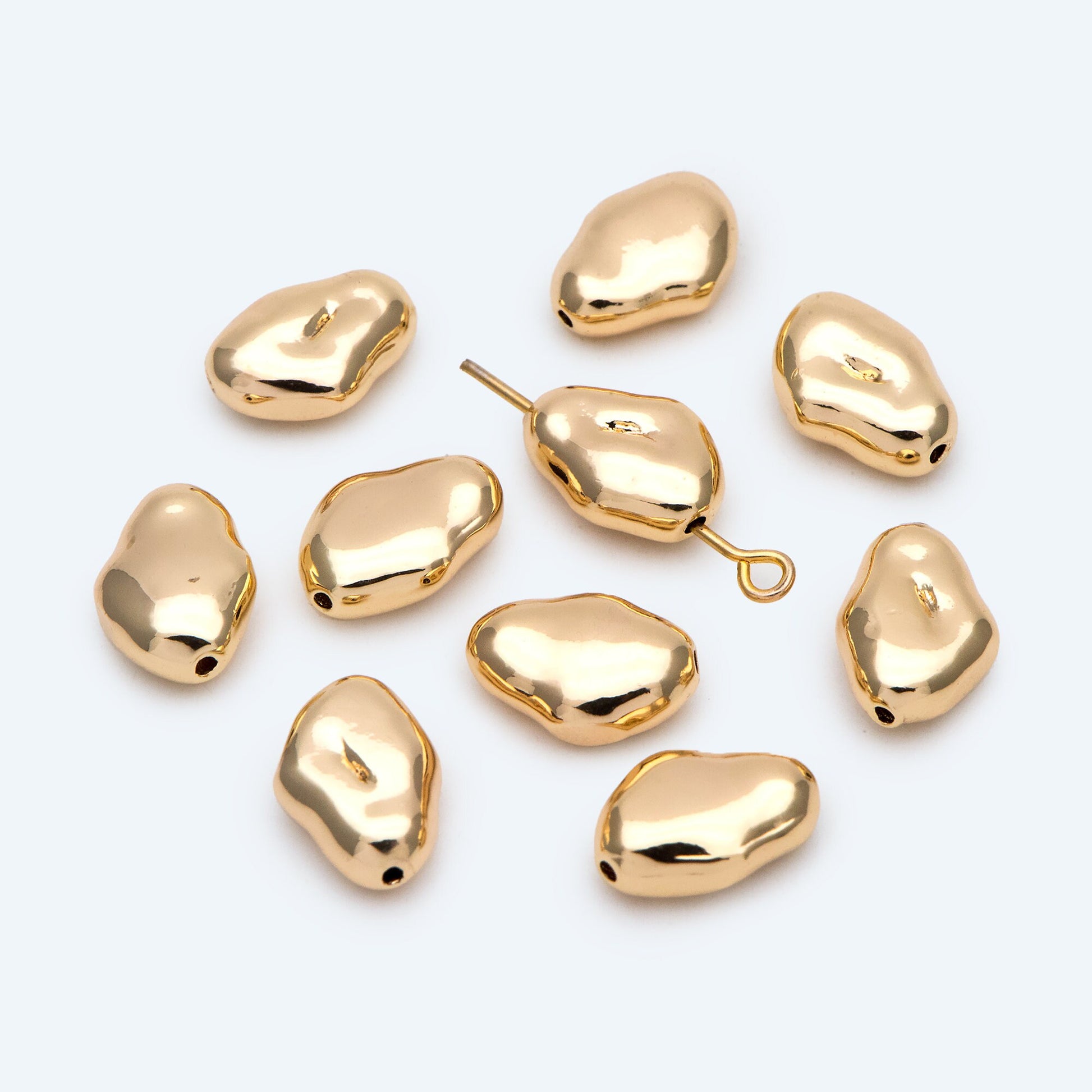 10pcs Irregular Stone Spacer Beads, Gold plated Brass, Jewelry Making, Diy Material, Jewelry Supplies (GB-2956-H)