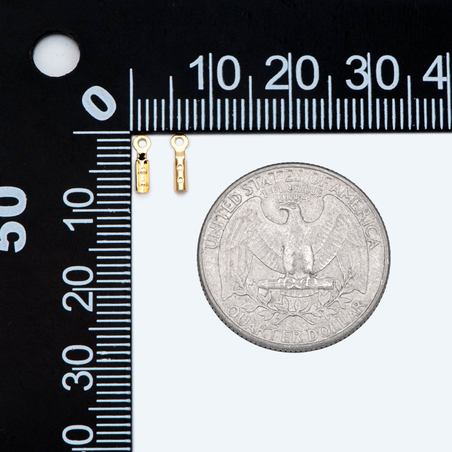 20pcs Tiny Chain End Caps, Gold Chain Crimps, to Finish 1mm or Thinner Cord / Leather/ Chains (GB-2801)