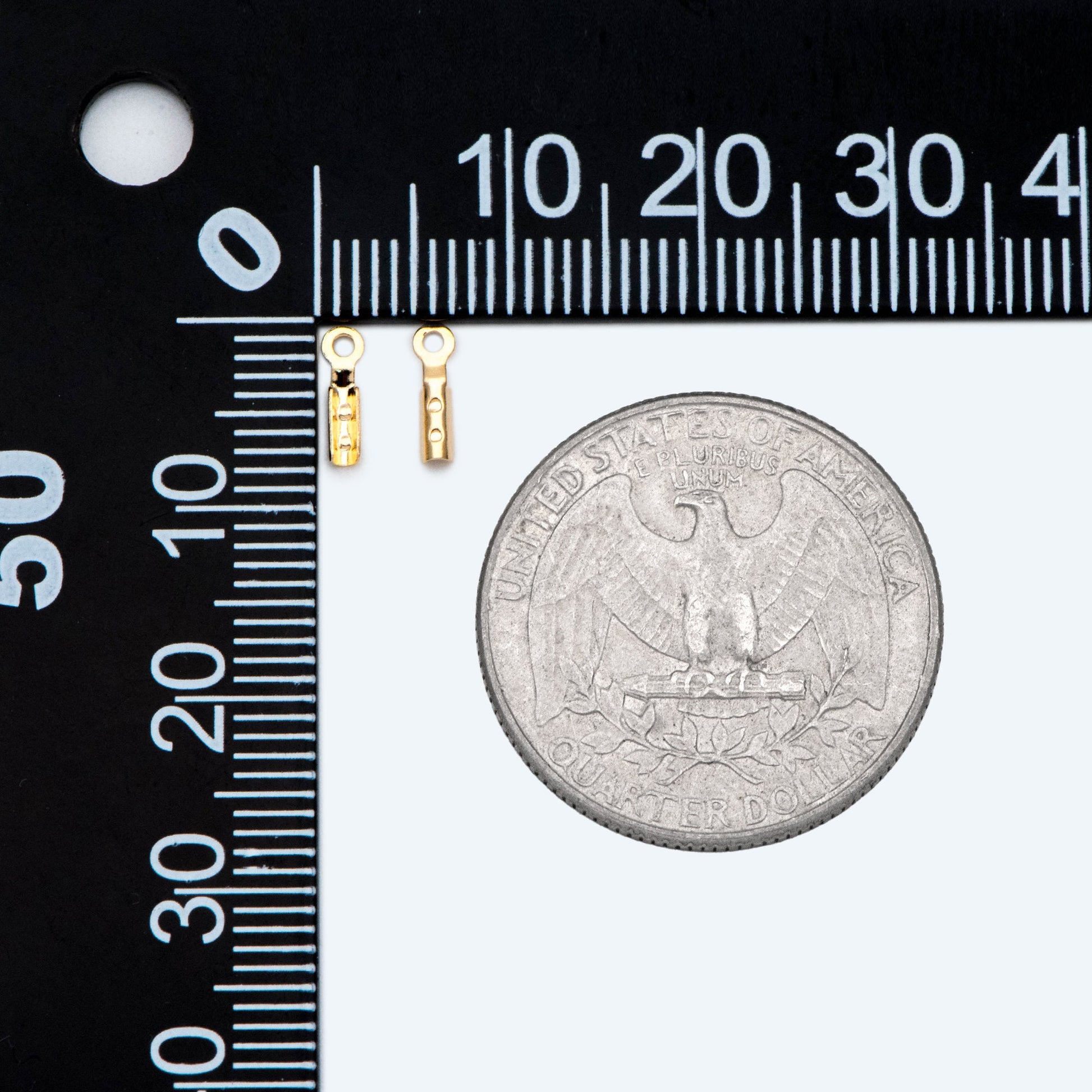 20pcs Tiny Chain End Caps, Gold Chain Crimps, to Finish 1mm or Thinner Cord / Leather/ Chains (GB-2801)