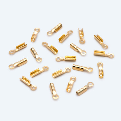 20pcs Tiny Chain End Caps, Gold Chain Crimps, to Finish 1mm or Thinner Cord / Leather/ Chains (GB-2801)