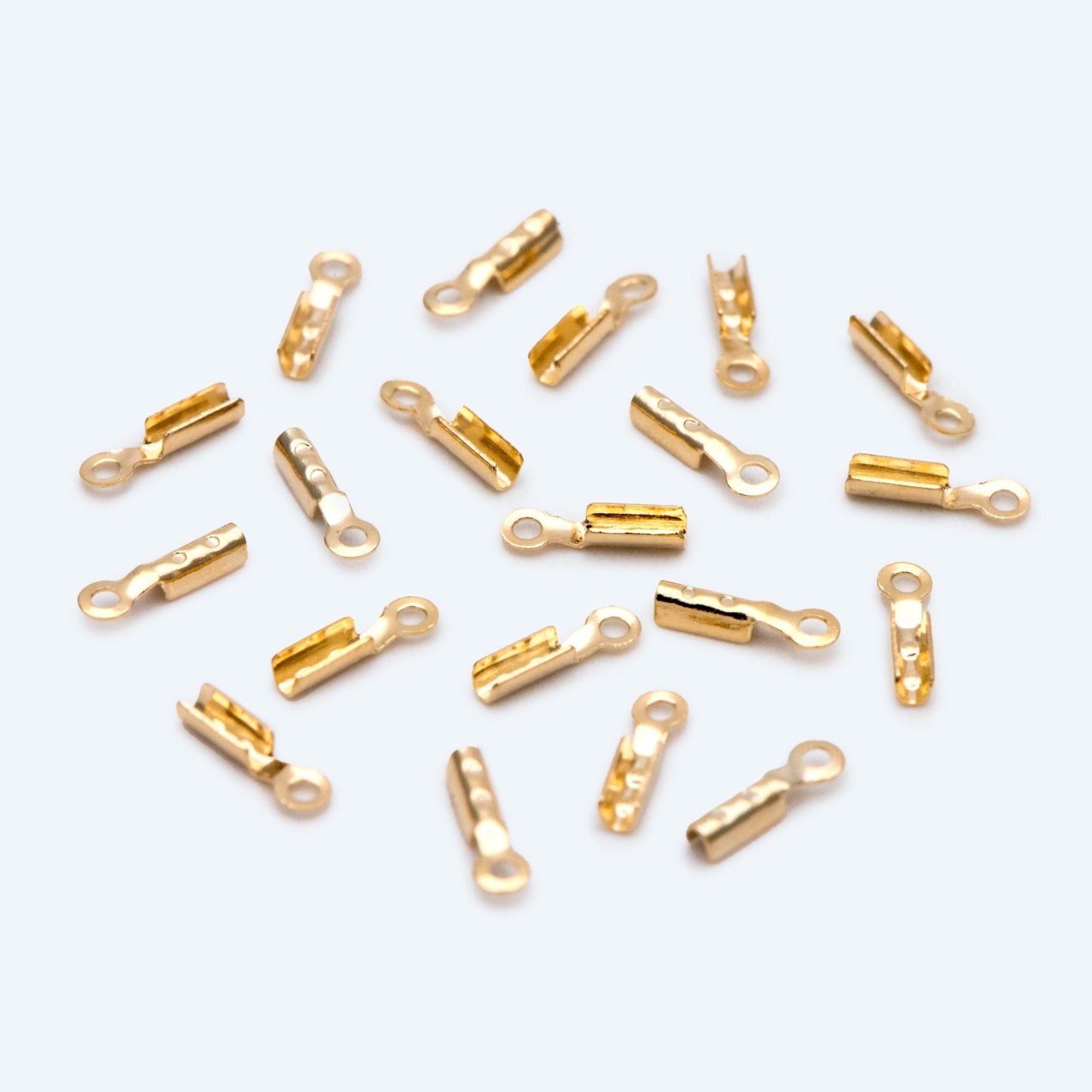20pcs Tiny Chain End Caps, Gold Chain Crimps, to Finish 1mm or Thinner Cord / Leather/ Chains (GB-2801)