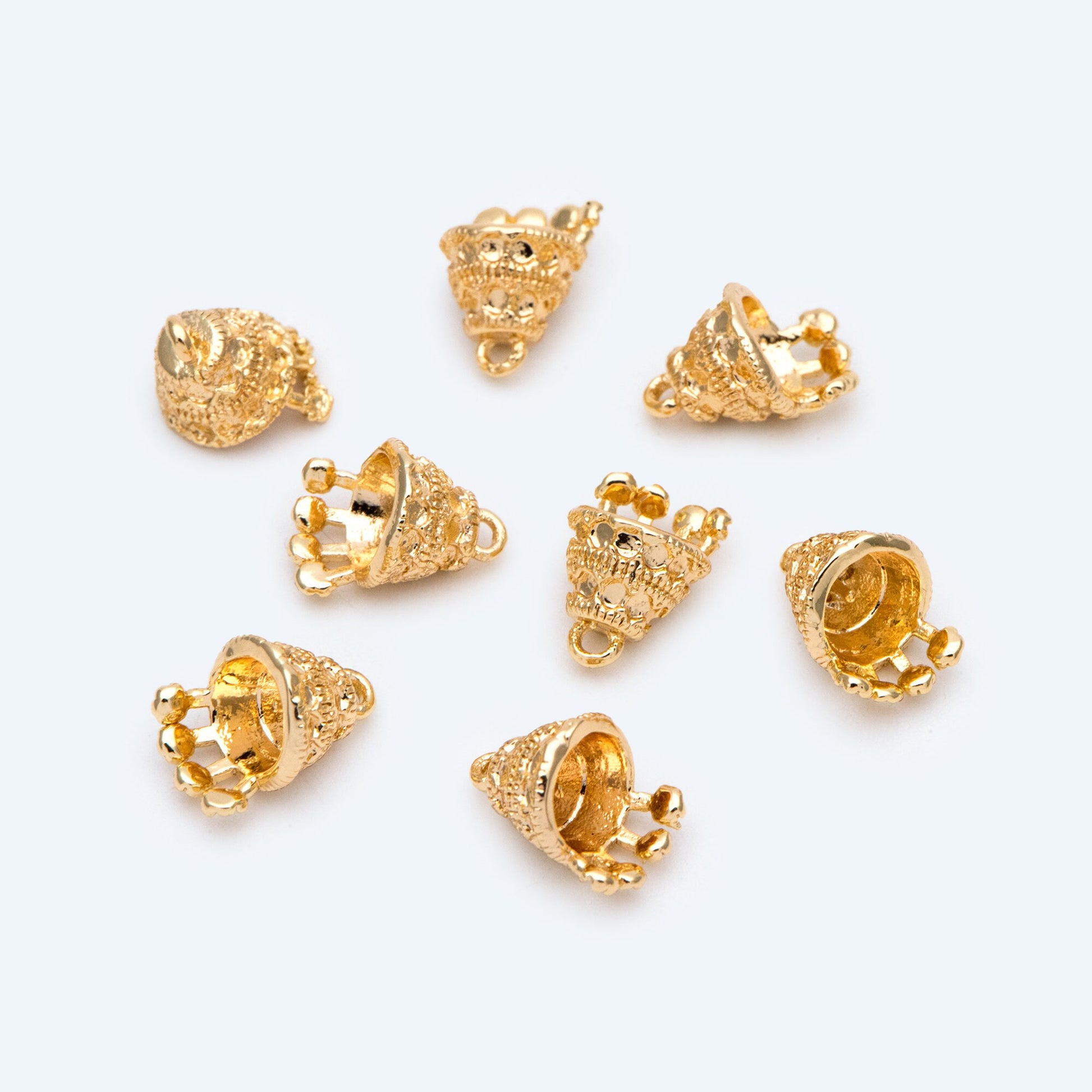 10pcs Gold Bead Caps 10X8mm, Real Gold plated Brass, Jewelry Making, Diy Material, Jewelry Supplies (GB-2802)