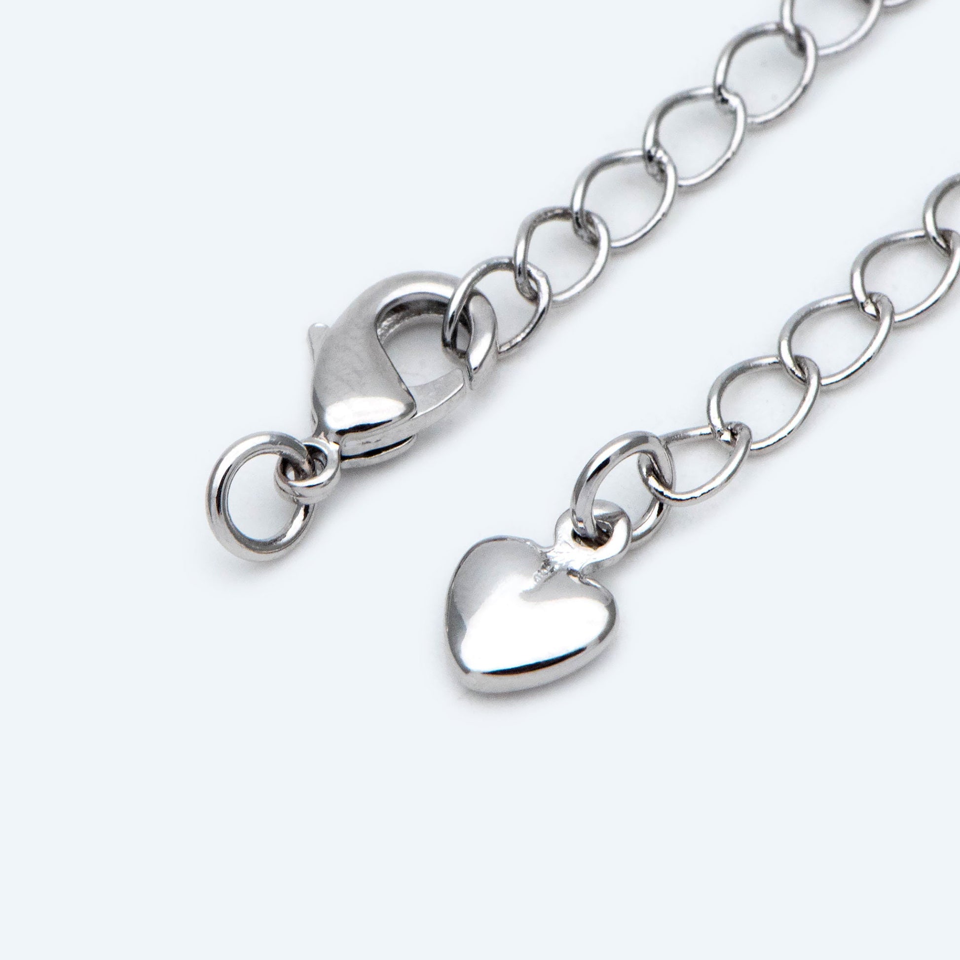 10pcs Lobster Claw Clasps with Extender Chain, Gold/ Rhodium plated Brass, Gold/ Silver tone Extension Chain (GB-100-F)