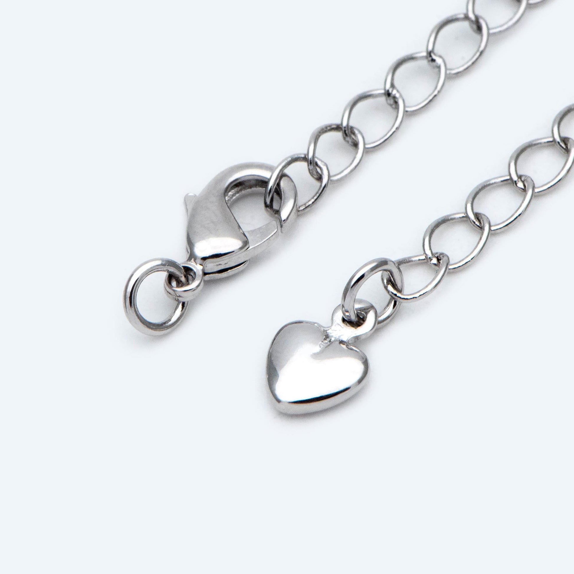 10pcs Lobster Claw Clasps with Extender Chain, Gold/ Rhodium plated Brass, Gold/ Silver tone Extension Chain (GB-100-F)