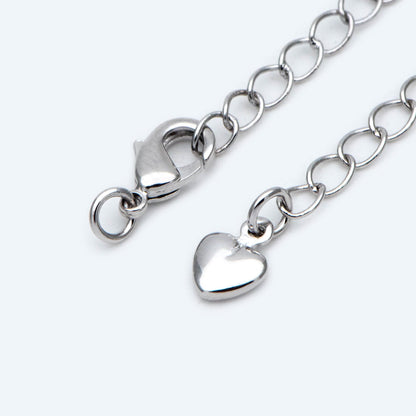 10pcs Lobster Claw Clasps with Extender Chain, Gold/ Rhodium plated Brass, Gold/ Silver tone Extension Chain (GB-100-F)