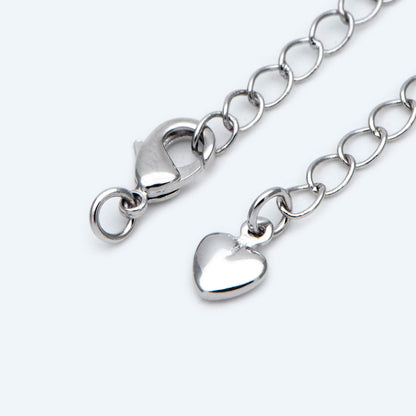 10pcs Lobster Claw Clasps with Extender Chain, Gold/ Rhodium plated Brass, Gold/ Silver tone Extension Chain (GB-100-F)