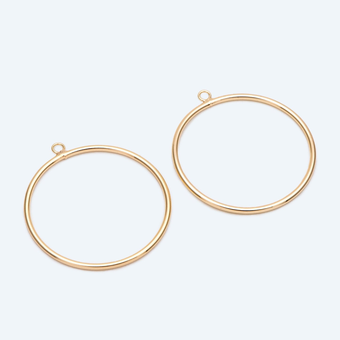 10pcs Gold/ Silver Tone Circle Pendants: 18K Gold/Rhodium Plated Hoop Charms, 40mm (GB-2769)