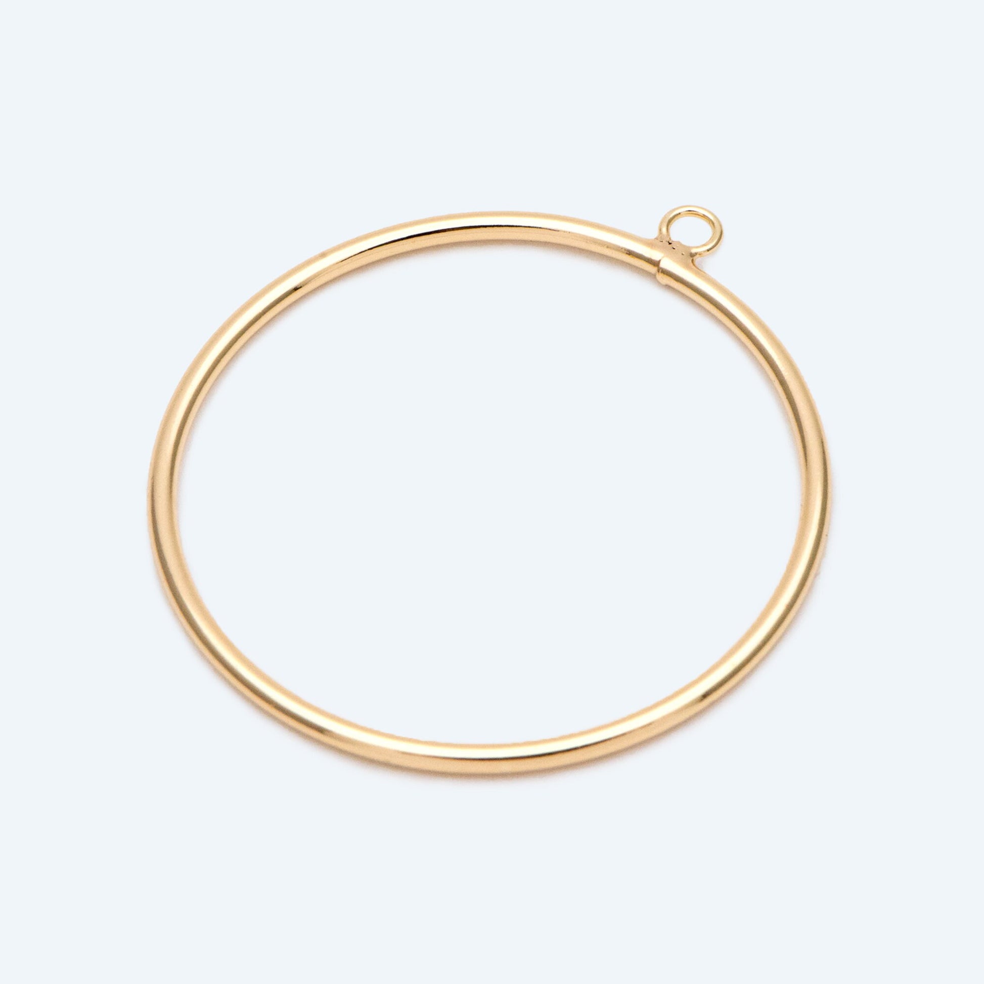 10pcs Gold/ Silver Tone Circle Pendants: 18K Gold/Rhodium Plated Hoop Charms, 40mm (GB-2769)