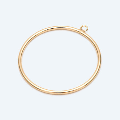 10pcs Gold/ Silver Tone Circle Pendants: 18K Gold/Rhodium Plated Hoop Charms, 40mm (GB-2769)