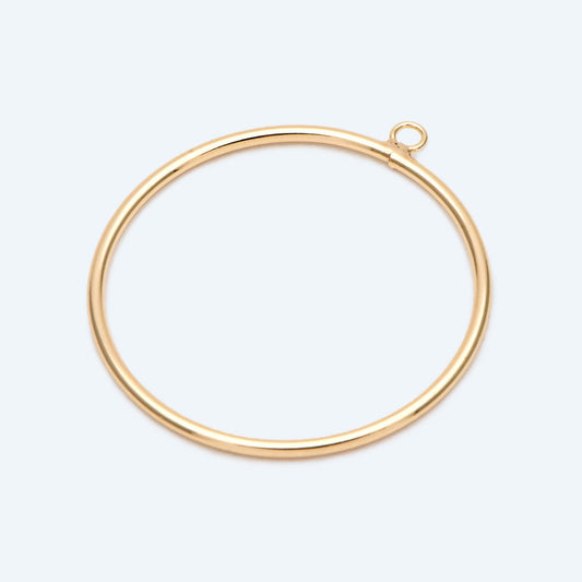 10pcs Gold/ Silver Tone Circle Pendants: 18K Gold/Rhodium Plated Hoop Charms, 40mm (GB-2769)