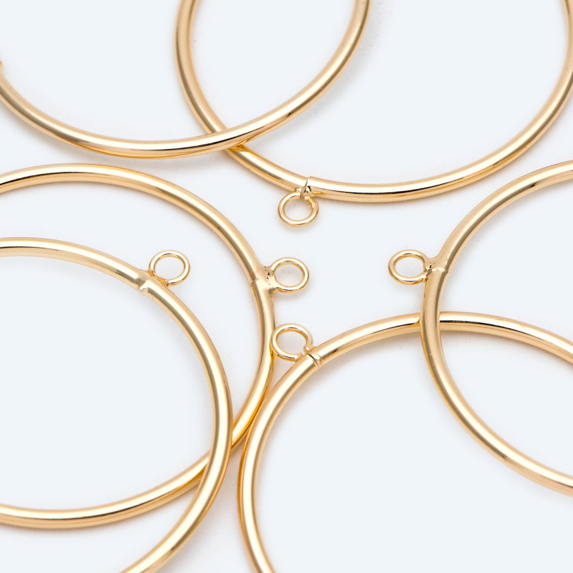 10pcs Gold/ Silver Tone Circle Pendants: 18K Gold/Rhodium Plated Hoop Charms, 40mm (GB-2769)