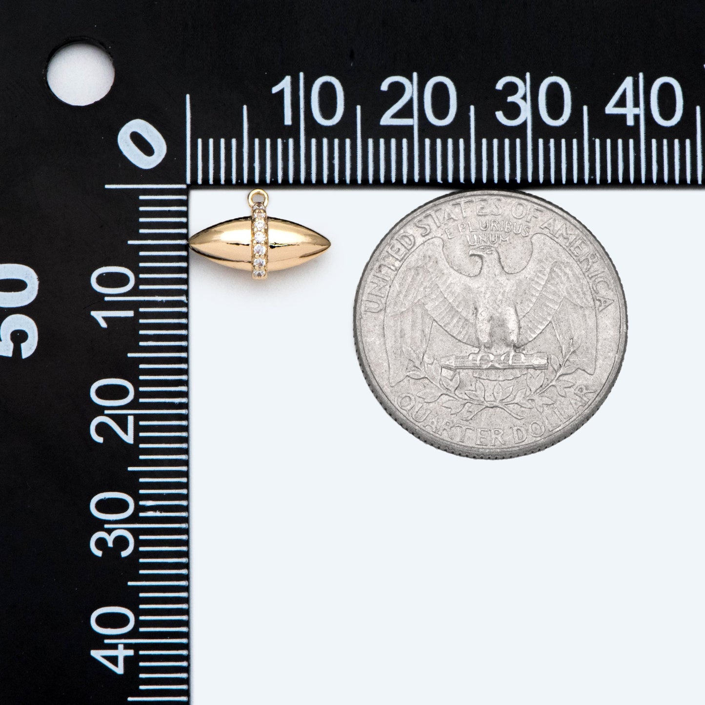 10pcs CZ Pave Oval Charm, Gold plated Brass Oval Pendant 9x13mm (GB-2770)