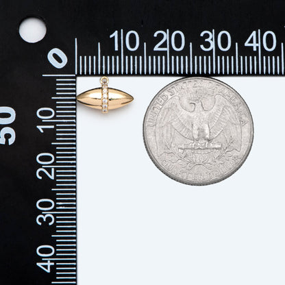 10pcs CZ Pave Oval Charm, Gold plated Brass Oval Pendant 9x13mm (GB-2770)