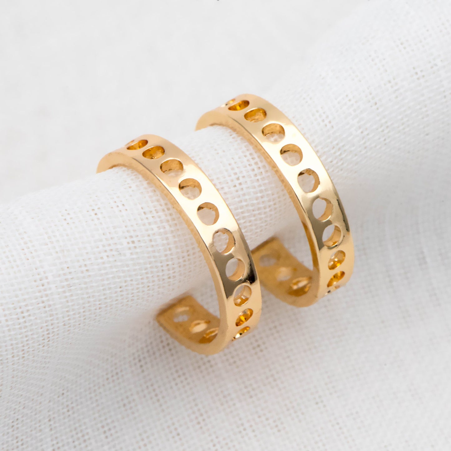 10pcs Gold plated Brass Earring Posts 16/26mm, Geometric Circle Stud Earring with Multi Holes (GB-524)