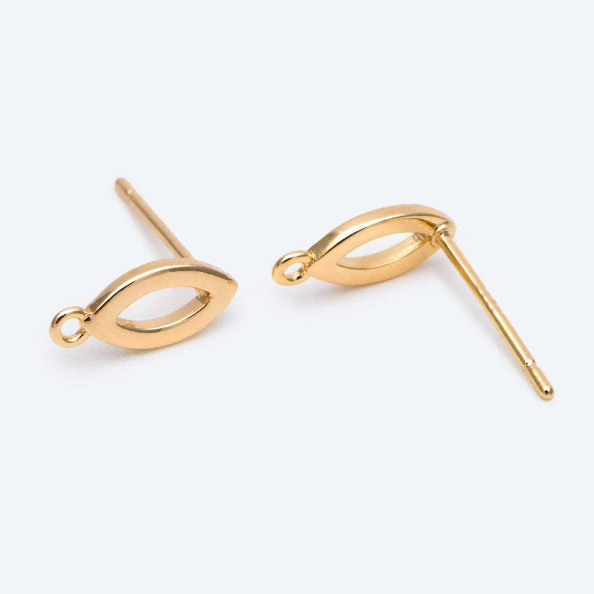 10pcs Gold Oval Ear Posts, Marquise Stud Earrings, Jewelry Making, Diy Material, Jewelry Supplies (GB-2805)