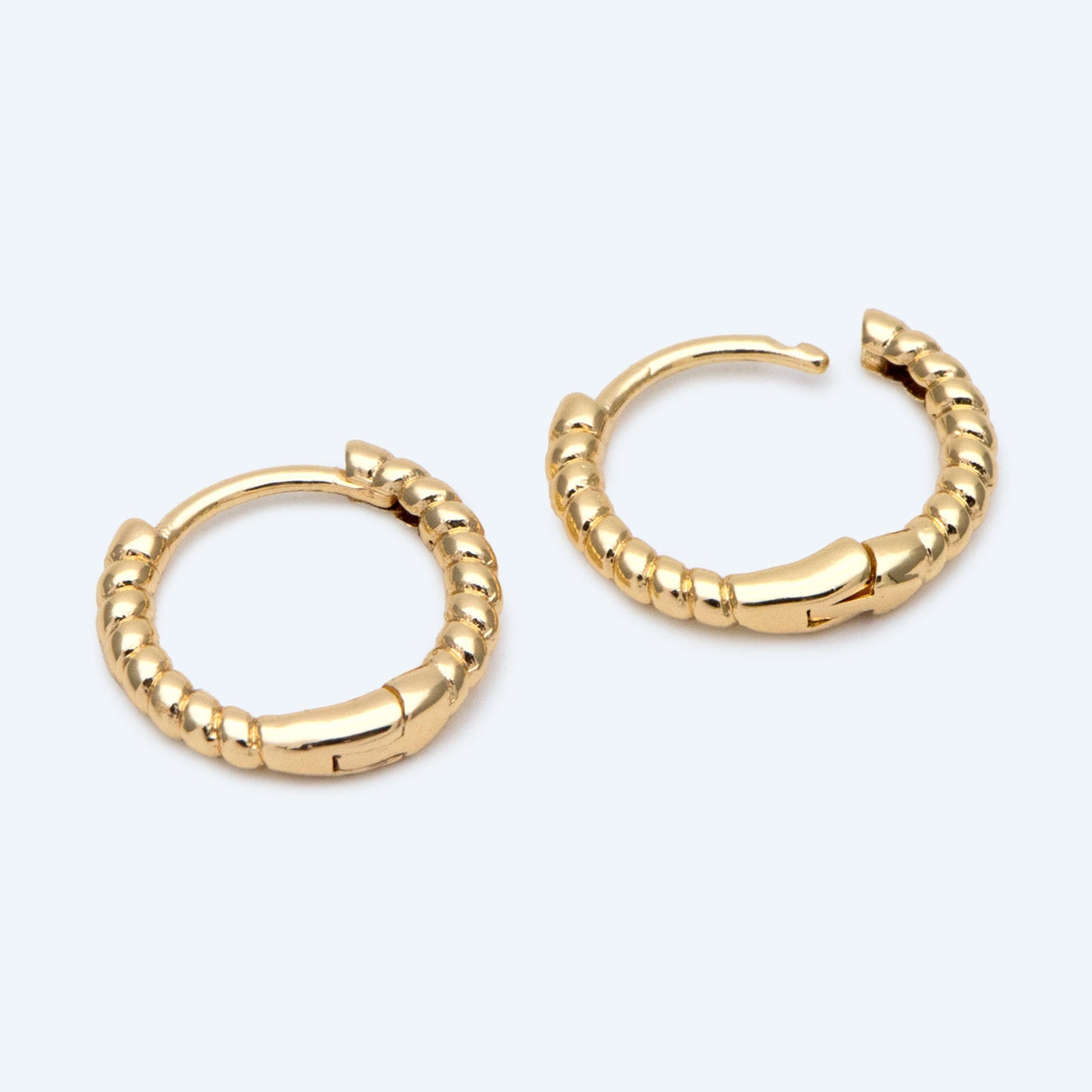 4pcs Gold Minimalist Hoop Earrings, 13mm, Gold Huggie Earrings, Gold Huggie Hoops (GB-2815-B)