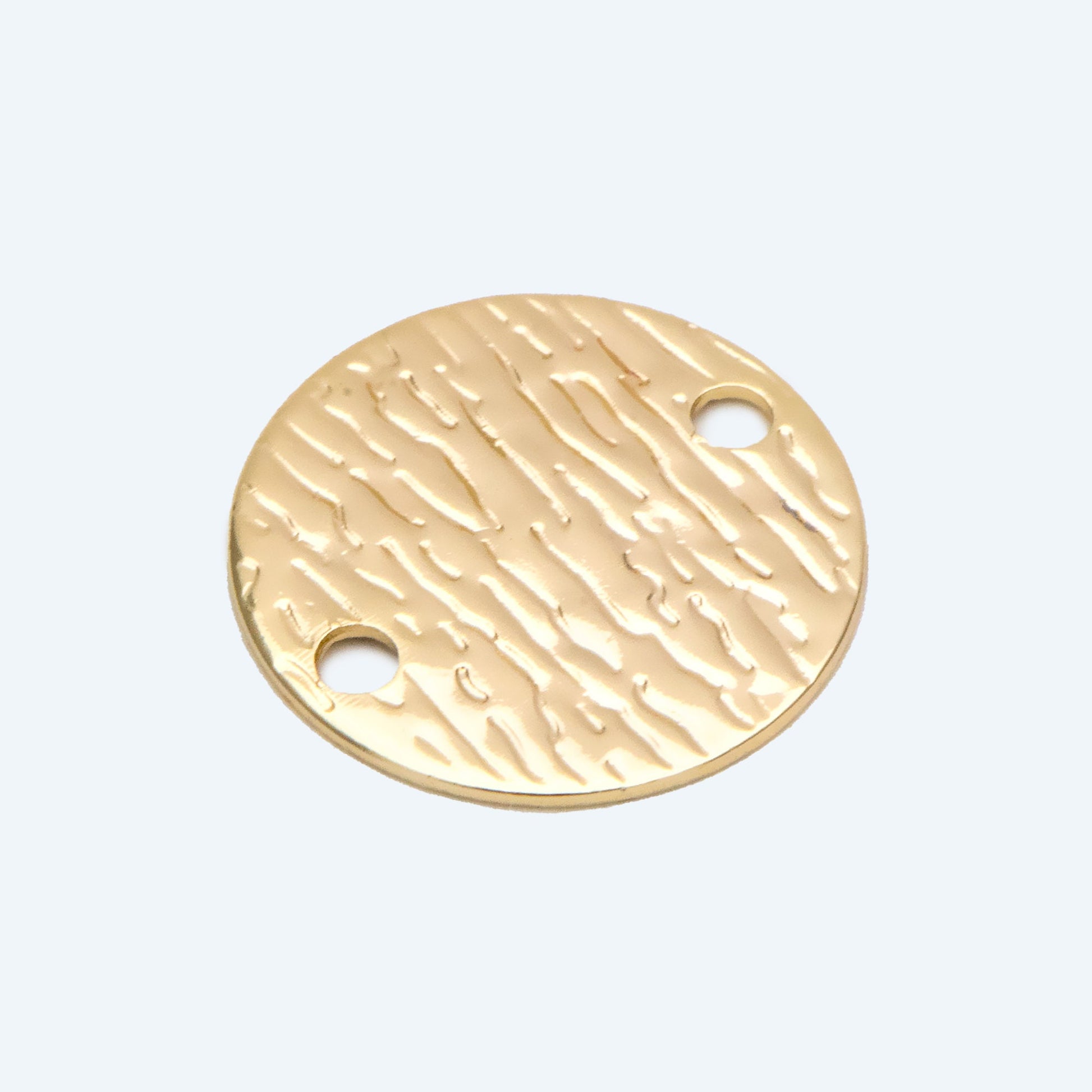 10pcs Gold/ Silver Tone Round Textured Disc Connectors 16mm, Gold/ Rhodium plated Brass Coin Disk Charms (GB-654-A)