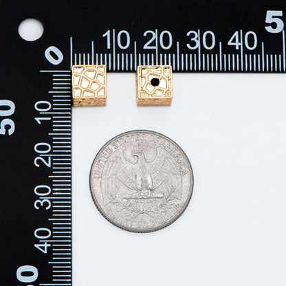 10pcs Gold Cube Spacers 8mm, 18K Gold plated Brass Square Beads, Jewelry Making, Diy Material, Jewelry Supplies (GB-2825)