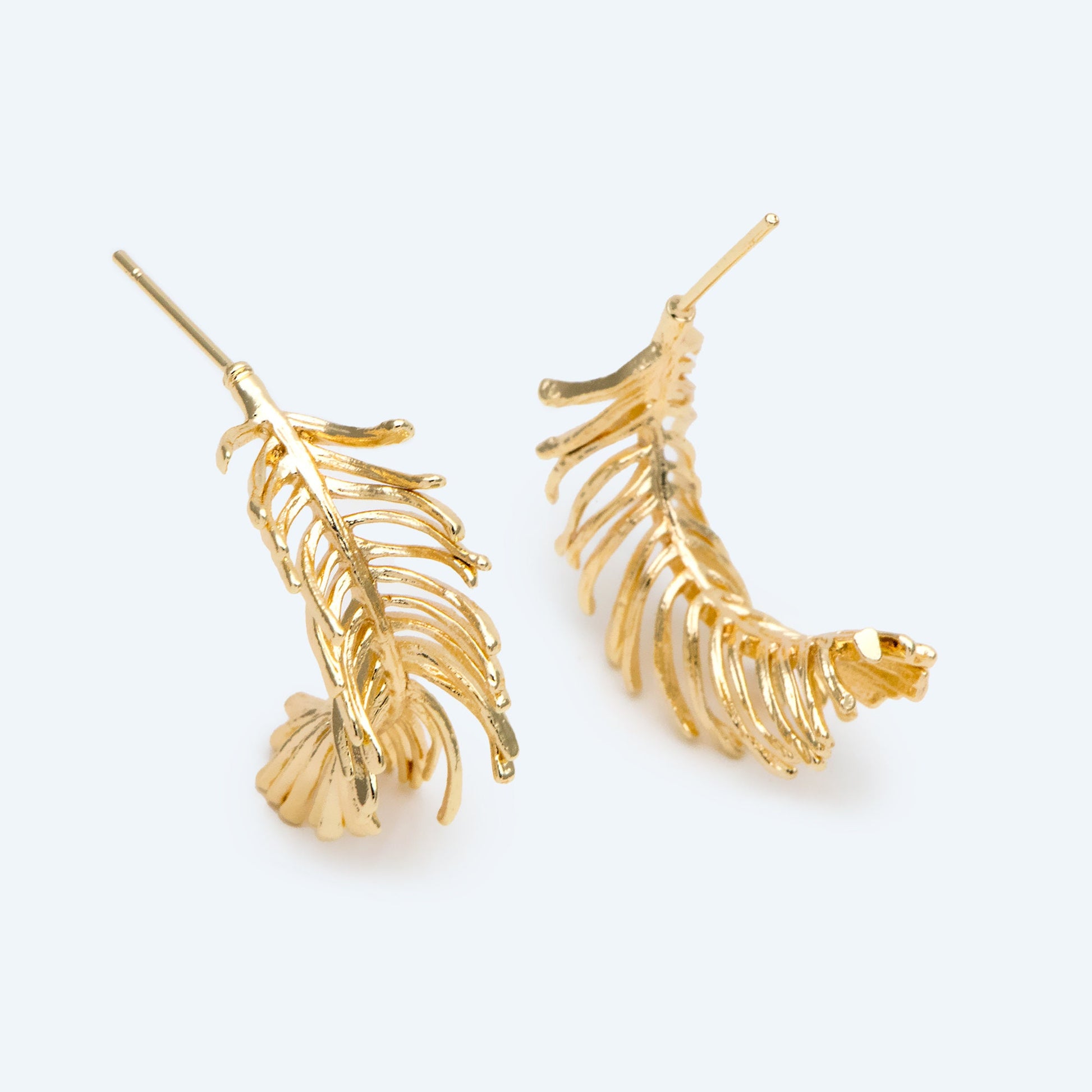 4pcs Gold Feather Earring, Leaf Hoop Earring, Metal Statement Earring, Modern Metal Earring, Gift For Her, Minimalist Earring (GB-2827)