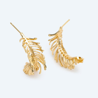4pcs Gold Feather Earring, Leaf Hoop Earring, Metal Statement Earring, Modern Metal Earring, Gift For Her, Minimalist Earring (GB-2827)