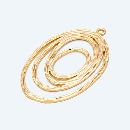 10pcs Gold/ Silver Oval Vortex Charms, Gold/ Rhodium plated Brass Oval Pendants, Dangle Earring Components (GB-1066-B)