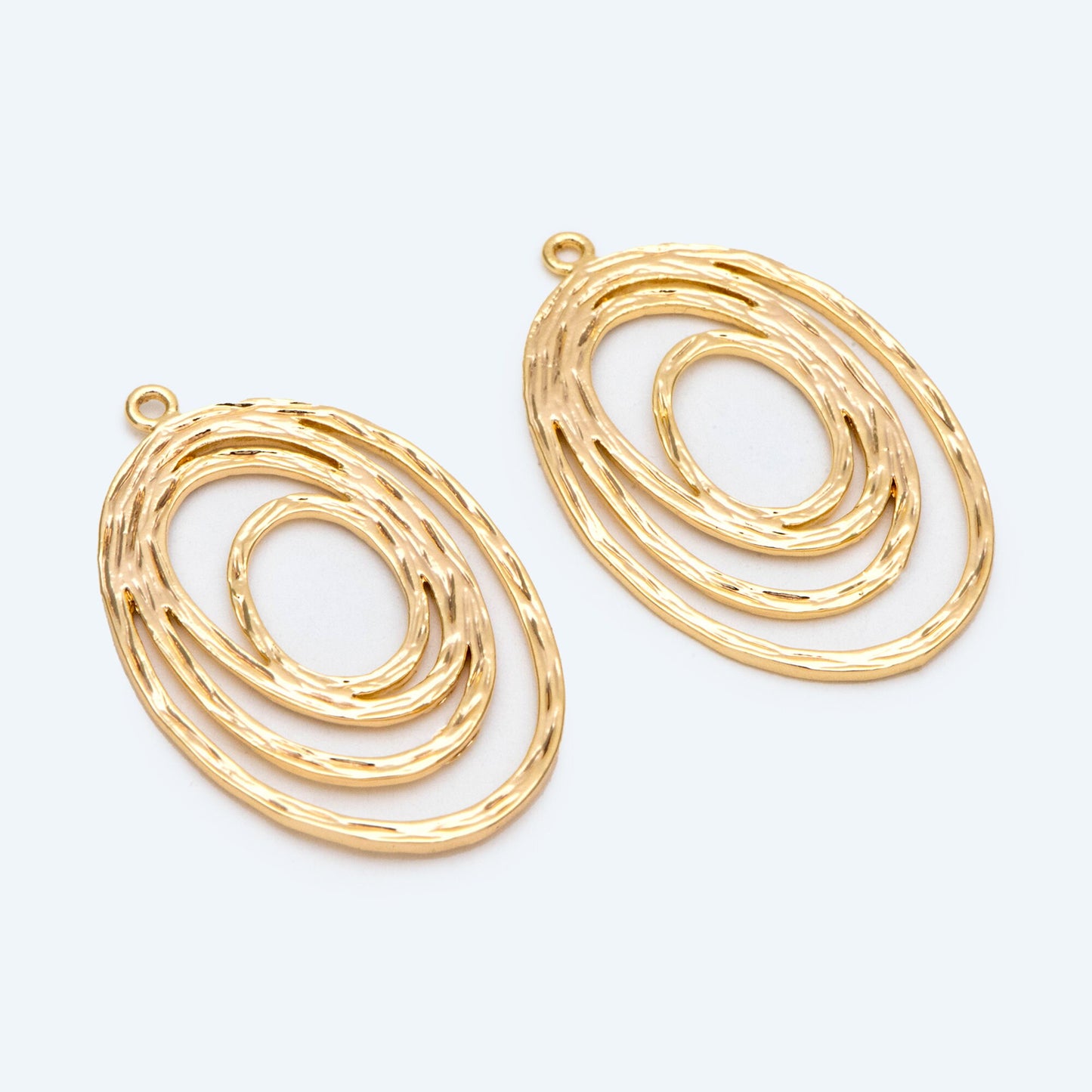 10pcs Gold/ Silver Oval Vortex Charms, Gold/ Rhodium plated Brass Oval Pendants, Dangle Earring Components (GB-1066-B)