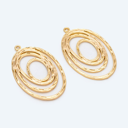 10pcs Gold/ Silver Oval Vortex Charms, Gold/ Rhodium plated Brass Oval Pendants, Dangle Earring Components (GB-2830)