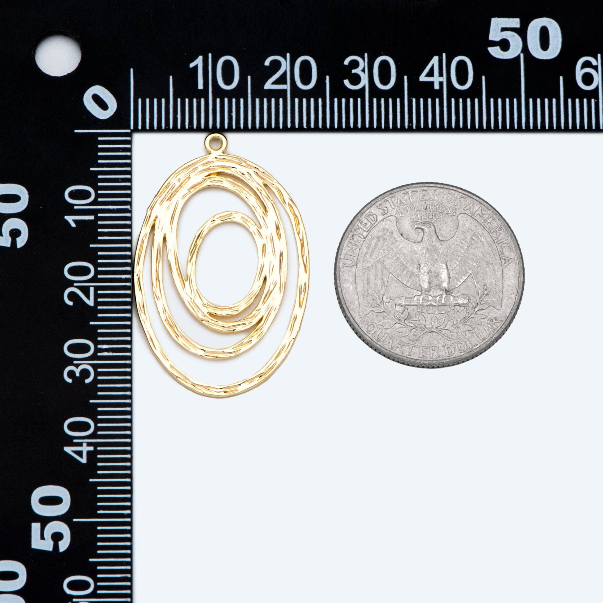 10pcs Gold/ Silver Oval Vortex Charms, Gold/ Rhodium plated Brass Oval Pendants, Dangle Earring Components (GB-2830)