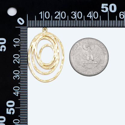 10pcs Gold/ Silver Oval Vortex Charms, Gold/ Rhodium plated Brass Oval Pendants, Dangle Earring Components (GB-2830)