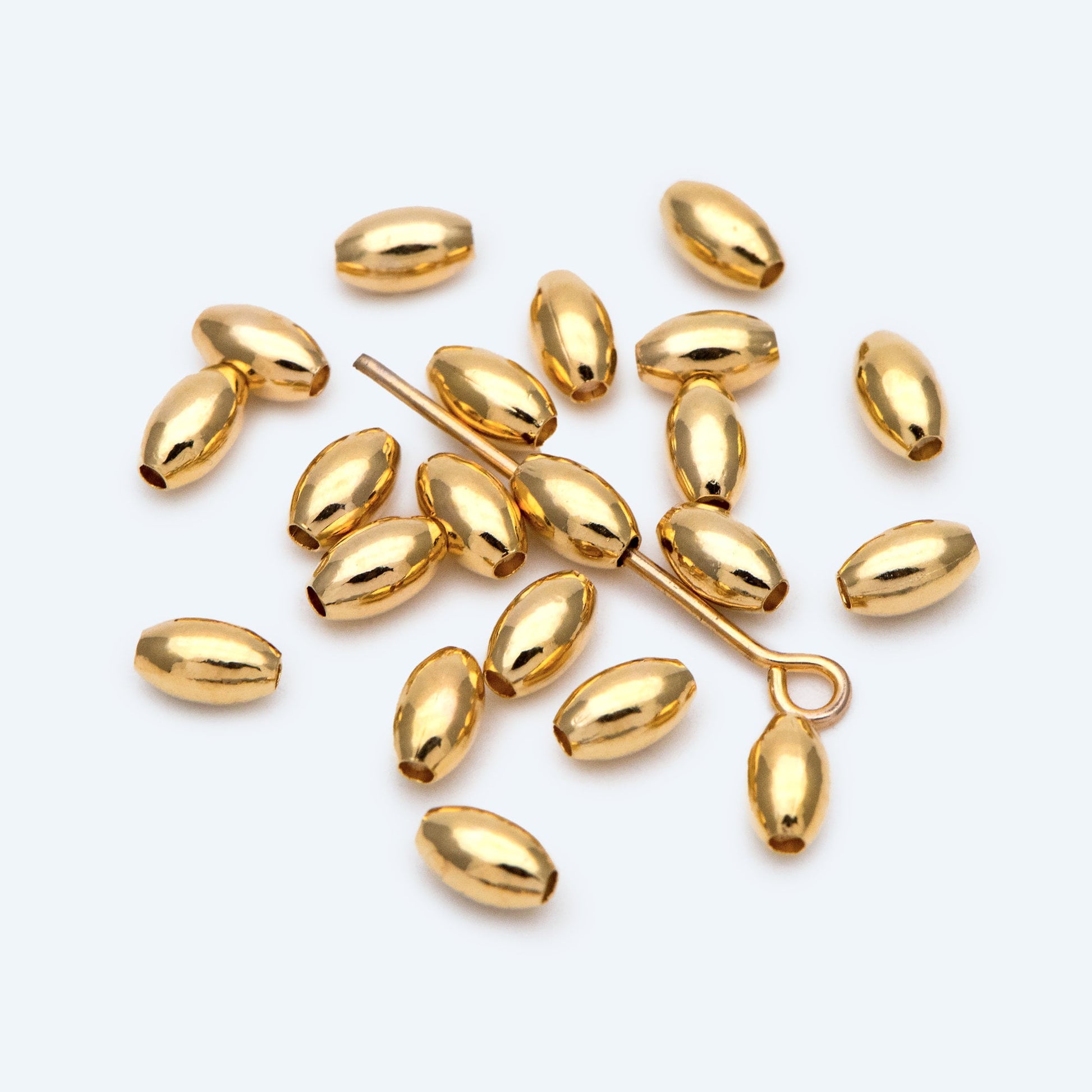 20pcs Gold/ Silver Oval Tube Spacer Beads, Rice Shape Beads, Spacer Beads, Bulk Beads, Jewelry Making Supplies Wholesale (GB-2833)