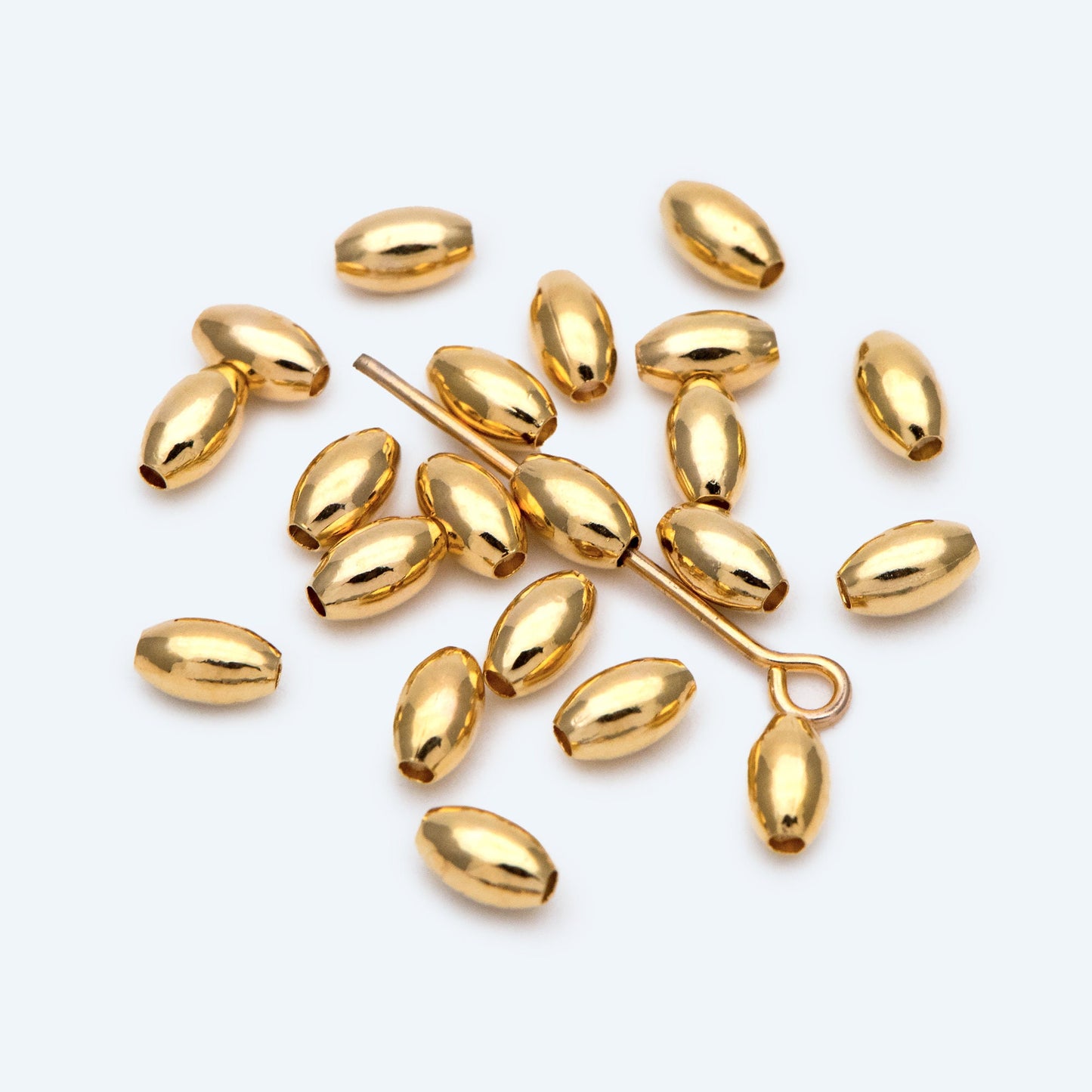 20pcs Gold/ Silver Oval Tube Spacer Beads, Rice Shape Beads, Spacer Beads, Bulk Beads, Jewelry Making Supplies Wholesale (GB-2833)