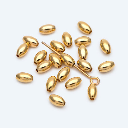 20pcs Gold/ Silver Oval Tube Spacer Beads, Rice Shape Beads, Spacer Beads, Bulk Beads, Jewelry Making Supplies Wholesale (GB-2833)