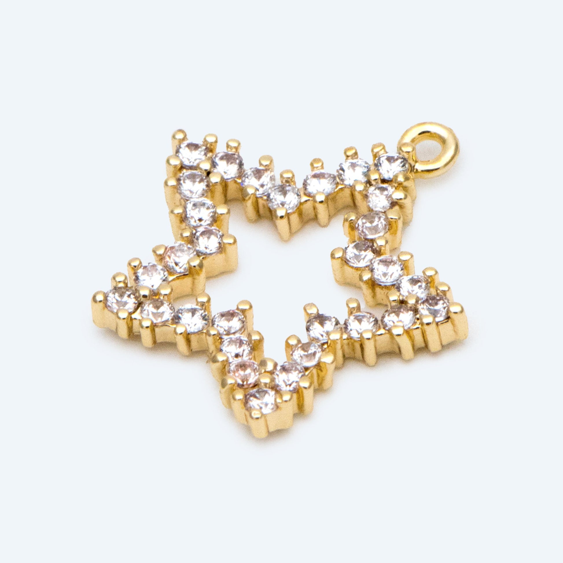 10pcs CZ Pave Gold Star Charm Pendant, Jewelry Making, Diy Material, Jewelry Supplies (GB-162-M)