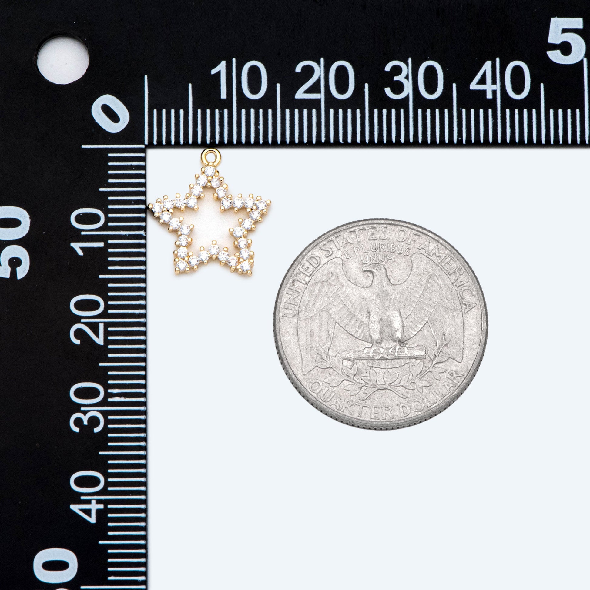 10pcs CZ Pave Gold Star Charm Pendant, Jewelry Making, Diy Material, Jewelry Supplies (GB-162-M)