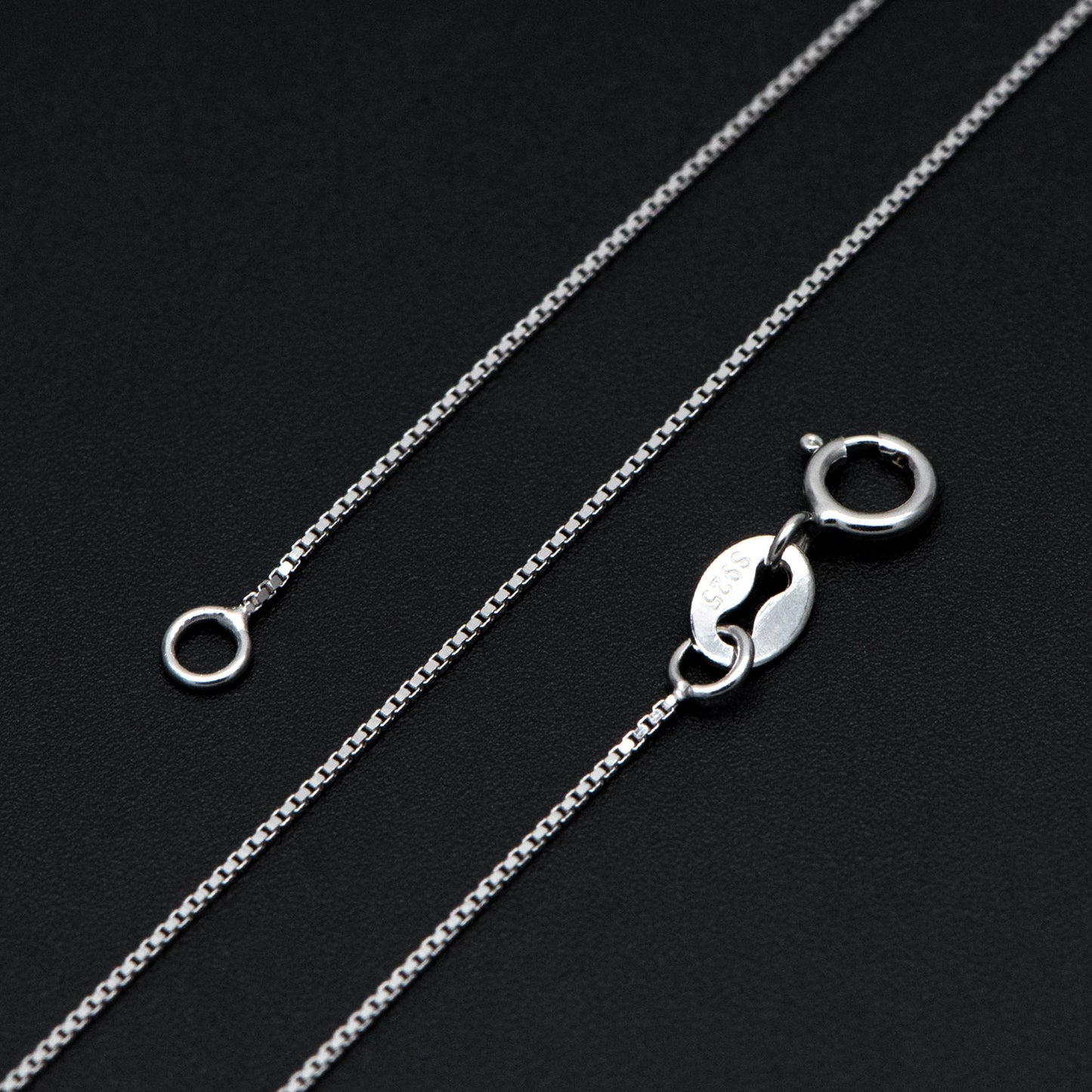 Sterling Silver .925 Finished Necklace Chains for Women, Rhodium plated 18 Inch Box Chains, 0.6mm=22 gauge, Ready to Wear (CY-012)