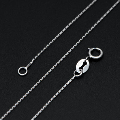 Sterling Silver .925 Finished Necklace Chains for Women, Rhodium plated 18 Inch Box Chains, 0.6mm=22 gauge, Ready to Wear (CY-012)