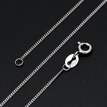 Sterling Silver .925 Curb Chain 1mm, Finished Dainty Necklace Chains, Rhodium plated 18 Inch Ready to Wear (CY-014)