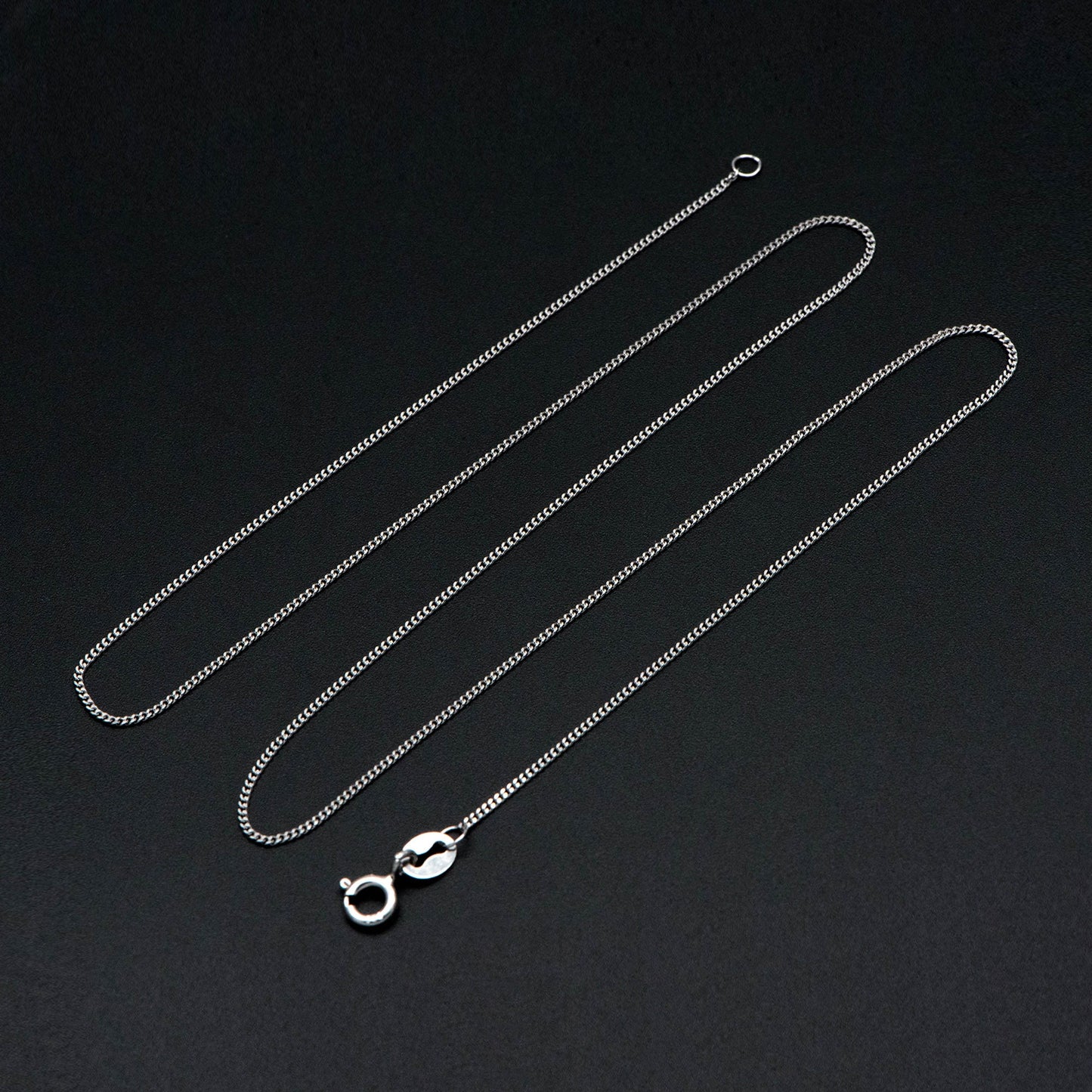 Sterling Silver .925 Curb Chain 1mm, Finished Dainty Necklace Chains, Rhodium plated 18 Inch Ready to Wear (CY-014)