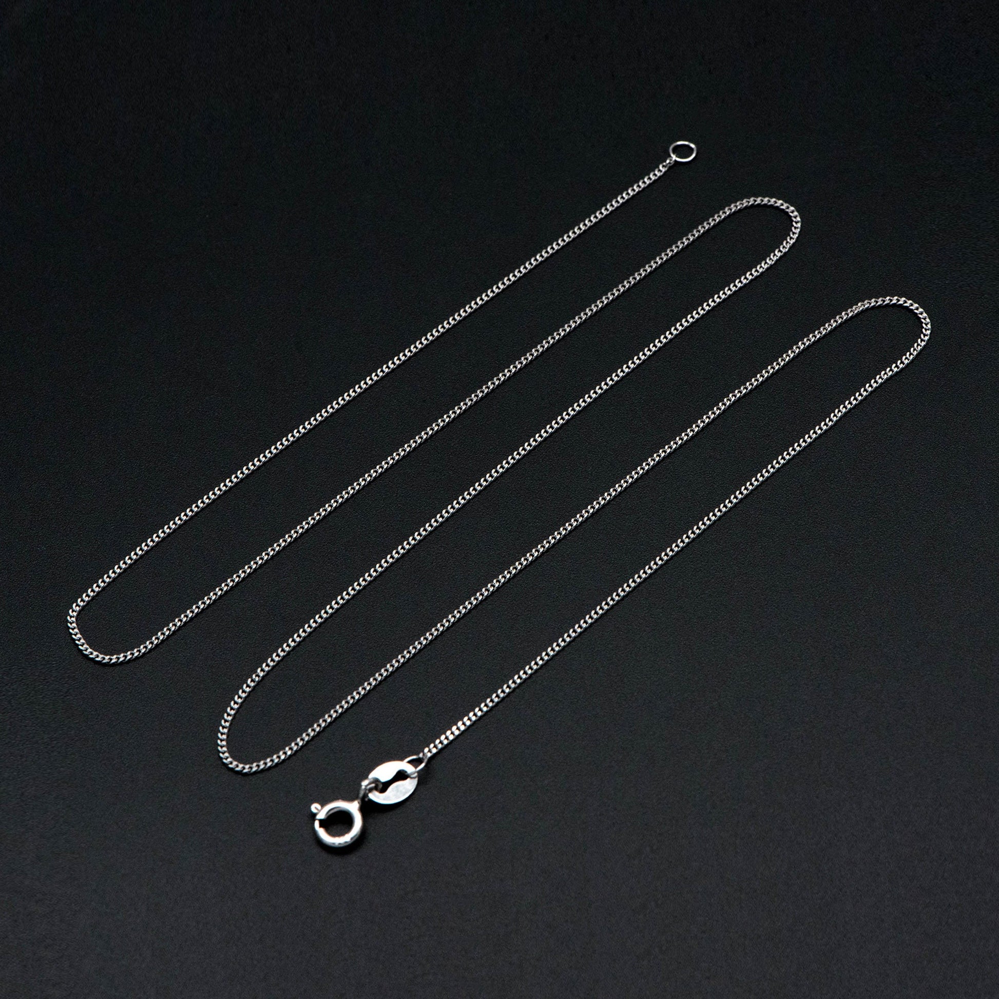 Sterling Silver .925 Curb Chain 1mm, Finished Dainty Necklace Chains, Rhodium plated 18 Inch Ready to Wear (CY-014)