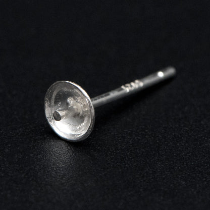 10pcs 925 Sterling Silver Stud Earrings, Ear Post with 4mm Cup, Peg Pearl Findings (CY-017)