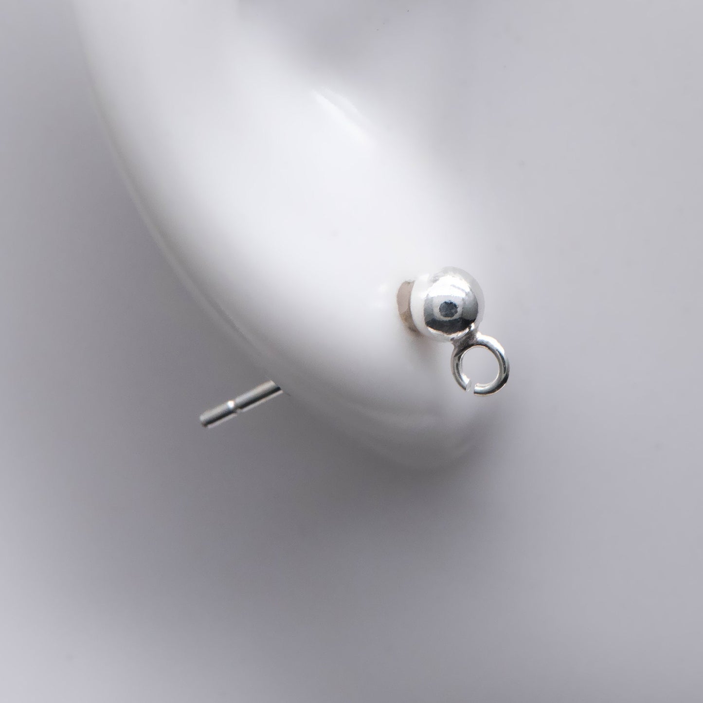 10pcs Sterling Silver Ear Post, .925 Silver Earring Post, 3mm Ball Post Earring, Ball Stud Earring With Loop (CY-018)