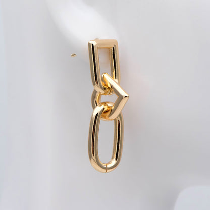 4pcs Long Link Chain Earrings, Thick Chain Earrings, Gold Chunky Chain Link Earrings, Gold Drop Earrings, Long Dangle Earring (GB-2777)