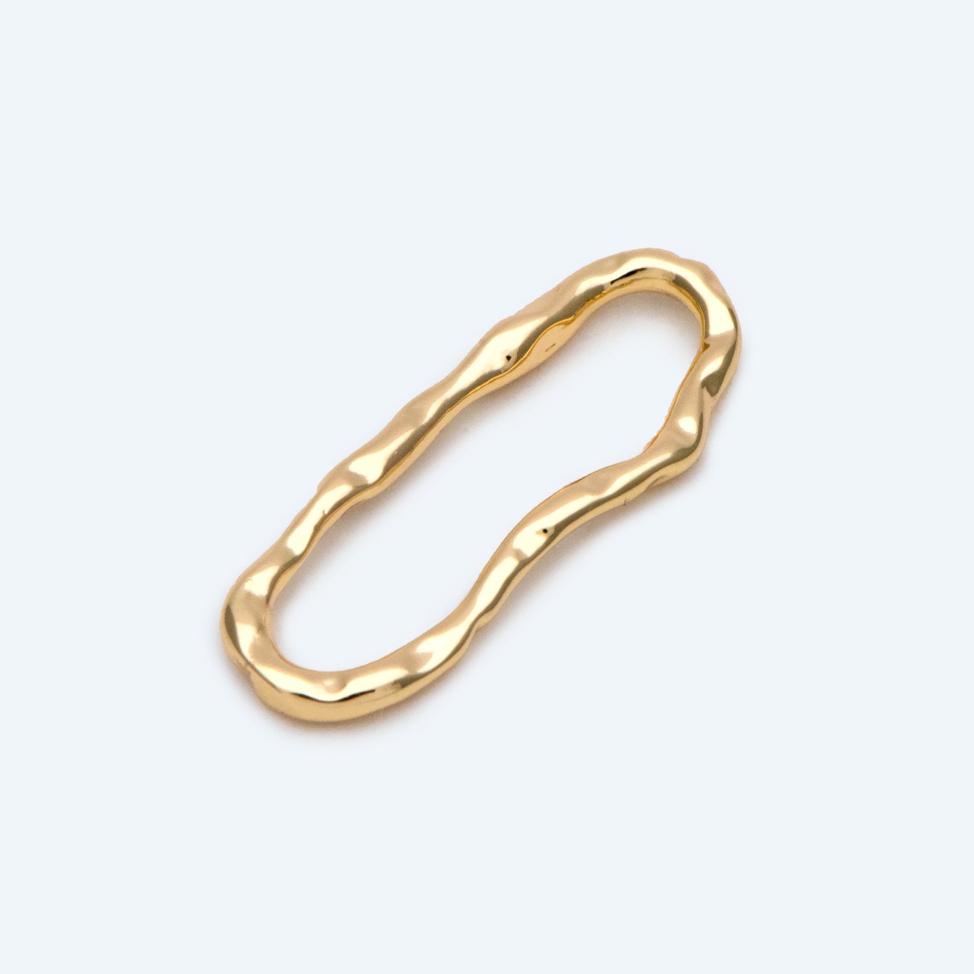 10pcs Gold Hammered Irregular Long Oval Charms, 18K Gold plated Brass Ring, Geometric Hoop Oval Pendants (GB-2750-C)