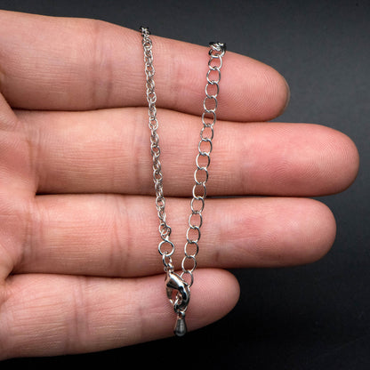 Silver tone Rope Chain Necklaces 18-20 Inch, Adjustable with Extender, Rhodium plated Brass Chains (#LK-490)