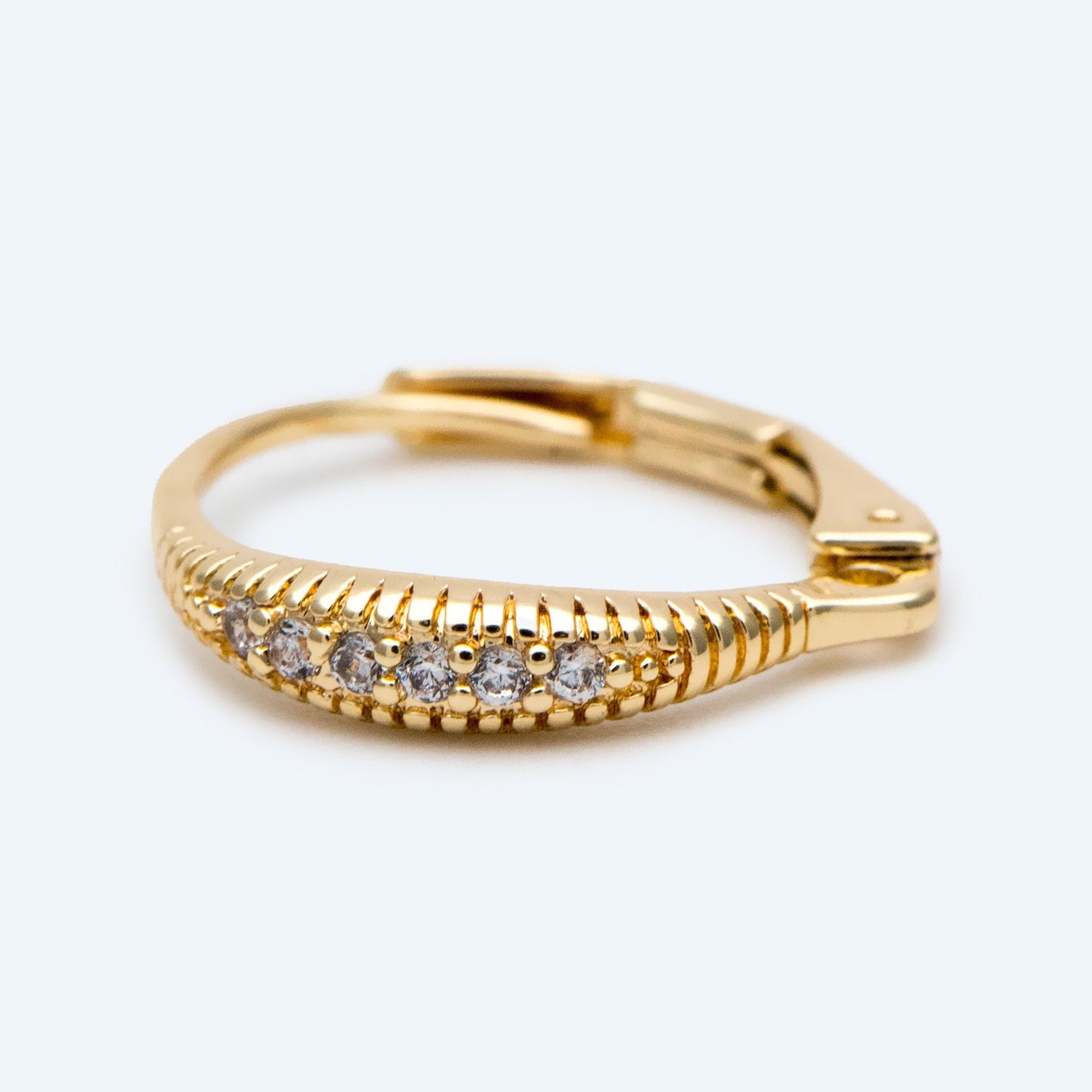 4pcs CZ Pave Gold Circle Leverback Ear Hooks, Gold plated on Brass, Earring Hoop Components (GB-2845)